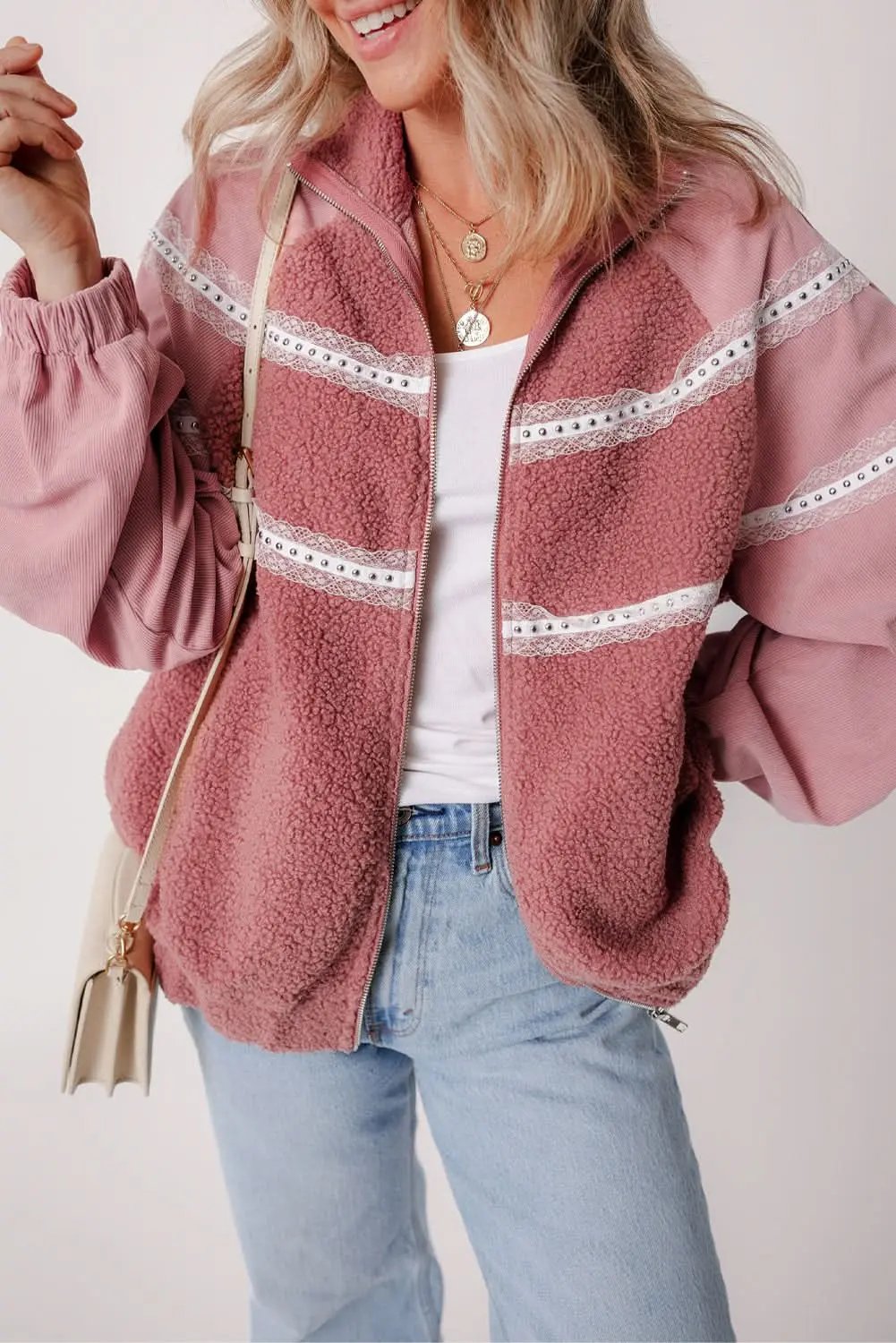 Cozy rose pink sherpa jacket - Love Salve